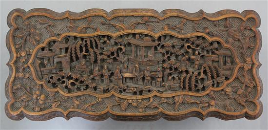 A Chinese export sandalwood box, late 19th century, 27cm